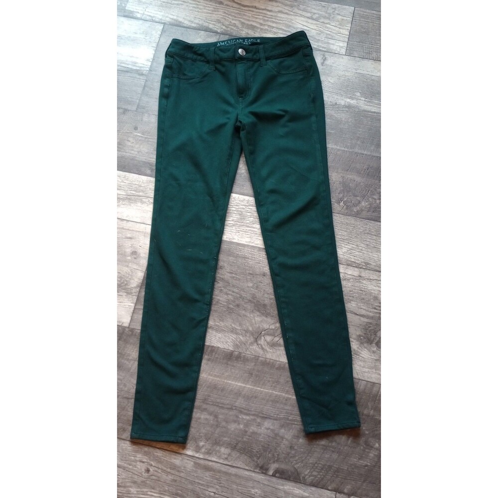 American Eagle Women's  6  Super Stretch Green Knit Jeggings
